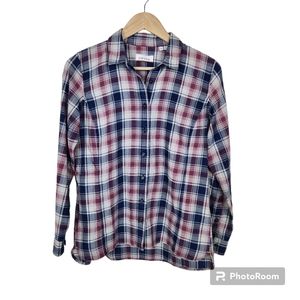 Orvis Purple Blue Plaid Long Sleeve Button Down Shirt Top Sz XS